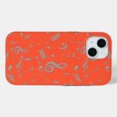 Grijze muzieknoten op Sinaasappel Case-Mate iPhone Case (Achterkant (horizontaal))