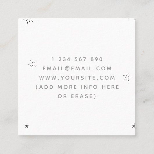 grijze naald en sterrenkoppen vierkante visitekaartje (Achterkant)