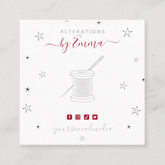  grijze naald en sterrenkoppen vierkante visitekaartje (Voorkant)