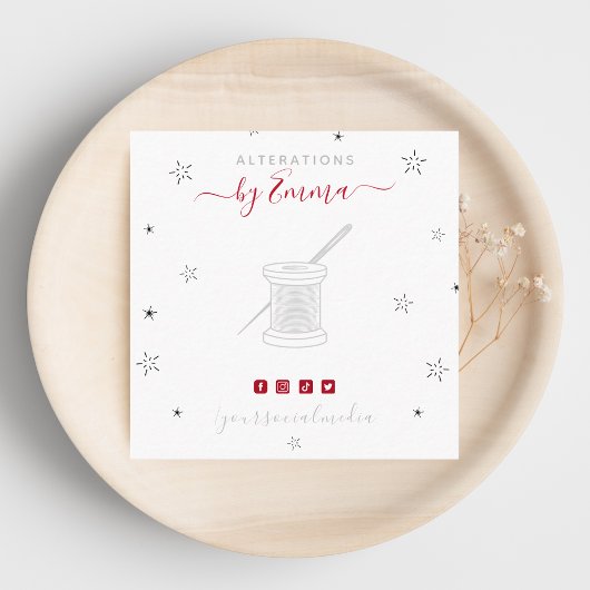  grijze naald en sterrenkoppen vierkante visitekaartje