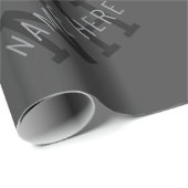 Grijze naam en monogram patroon cadeaupapier (Rol Hoek)
