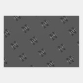 Grijze naam en monogram patroon inpakpapier vel (Voorkant)