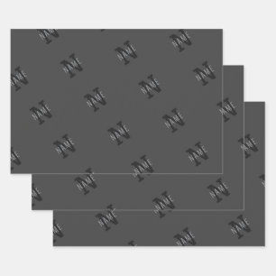 Grijze naam en monogram patroon inpakpapier vel