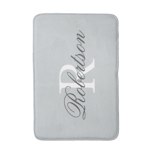 Grijze naam monogram badmat | Klein medium groot (Voorkant Verticaal)