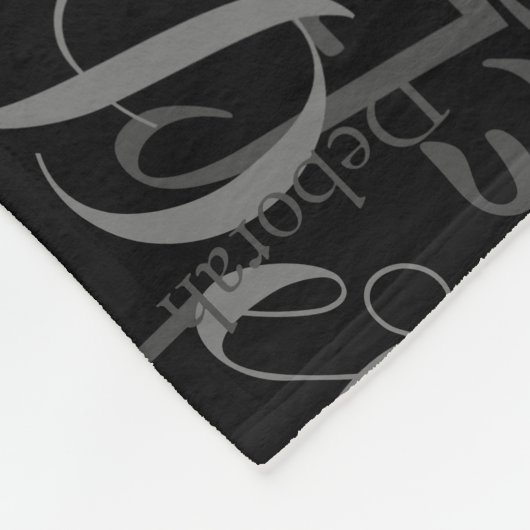 Grijze Namen Girly Typografie Patroon Zwart Fleece Deken (Hoek)