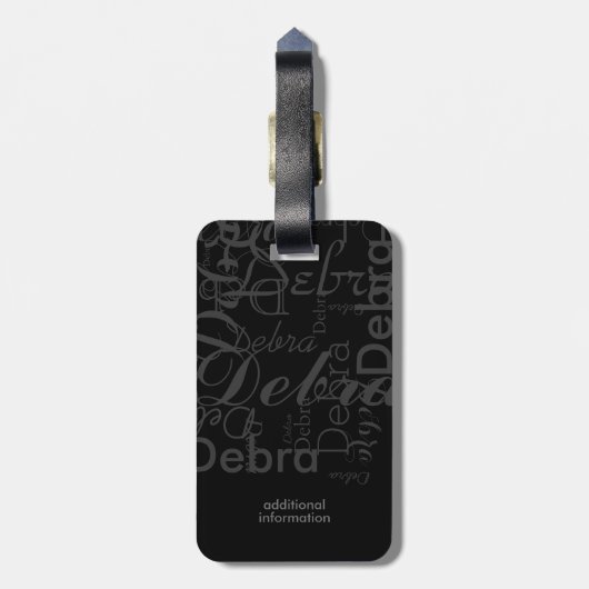 grijze namen rode cirkel reiziger monogram bagagelabel (Achterkant verticaal)