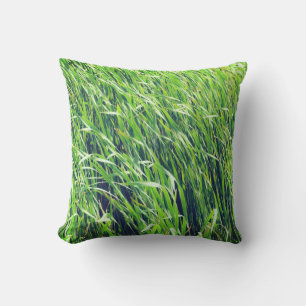 Grijze Natuur Groene gras in de wind Buitenkussen