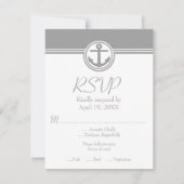 Grijze Nautical Anchor Wedding RSVP Kaart (Voorkant)