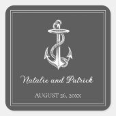 Grijze Nautical Anchor Wedding Stickers (Voorkant)