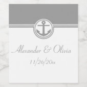 Grijze nautische anchor wijn etiket (Enkel label)