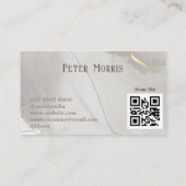 Grijze neutrale toon minimalistische QR Code Profe Visitekaartje (Achterkant)