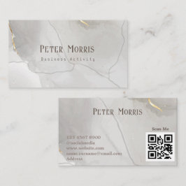 Grijze neutrale toon minimalistische QR Code Profe Visitekaartje
