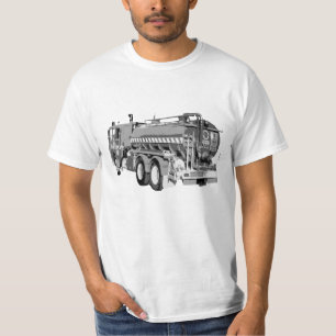 Grijze olie voor brandweerauto's, gebilderd t-shirt