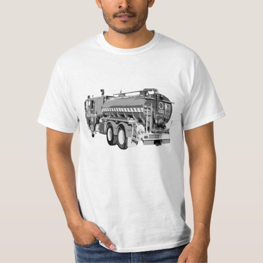 Grijze olie voor brandweerauto's, gebilderd t-shirt (Voorkant)