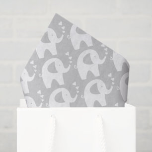 Grijze olifant baby shower geschenkpapier tissuepapier