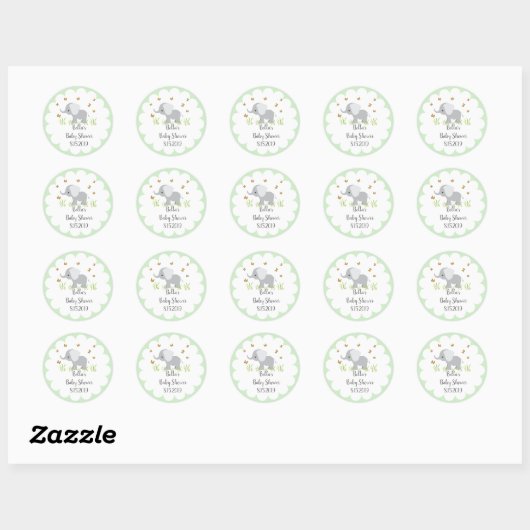 Grijze Olifant Baby shower Sticker (Vel)