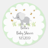 Grijze Olifant Baby shower Sticker (Voorkant)