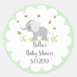Grijze Olifant Baby shower Sticker