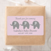 Grijze olifant baby shower waterfles stickers (Insitu)