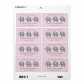 Grijze olifant baby shower waterfles stickers (Full Sheet)