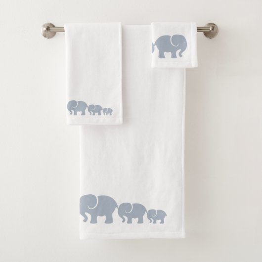 Grijze Olifant Badkamer Handdoek Set (Insitu)