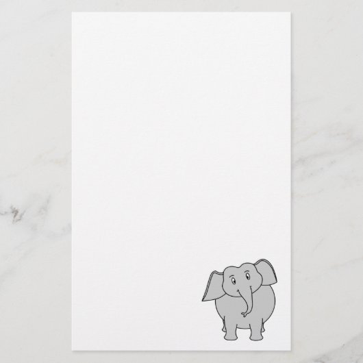 Grijze olifant. briefpapier (Voorkant)