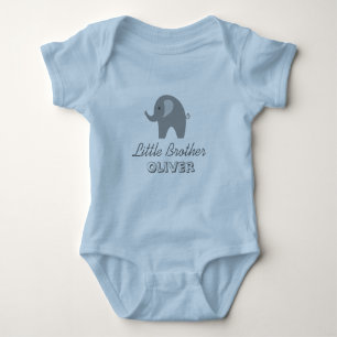Grijze olifant broertje baby romper bodysuit