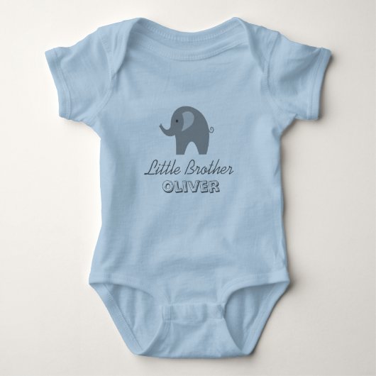 Grijze olifant broertje baby romper bodysuit (Voorkant)