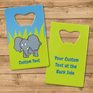 Grijze olifant cartoon creditcard flesopener creditkaart flessenopener