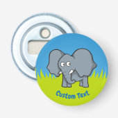 Grijze olifant cartoon flesopener button flesopener (Voorkant)