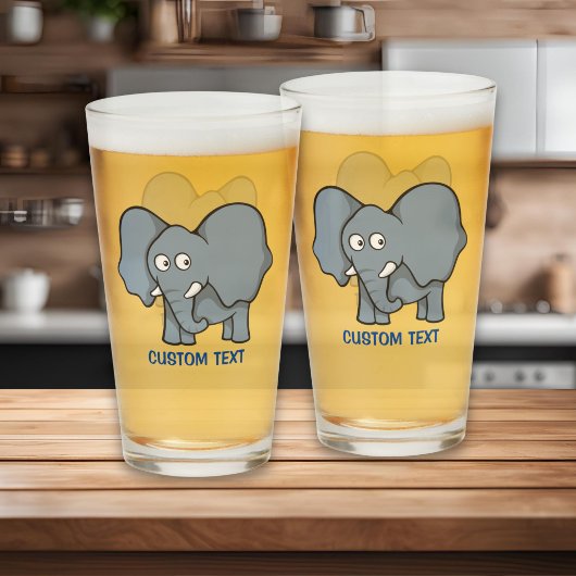Grijze Olifant Cartoon Glas