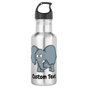 Grijze olifant cartoon roestvrij stalen fles