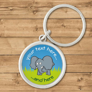 Grijze olifant cartoon sleutelhanger
