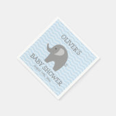 Grijze olifant en blauw chevron baby shower servet (Hoek)