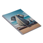 Grijze olifant en muis op drijfhout notitieboek (Rechterzijde)