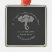 Grijze Olifant Familie Thuis Adres Republikein Metalen Ornament (Voorkant)