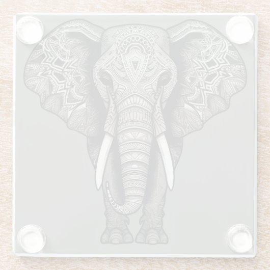 Grijze olifant glazen onderzetter (Achterkant)