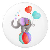 Grijze olifant grillige waterverf circus deurknop keramische knop (Voorkant)