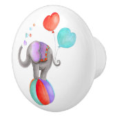 Grijze olifant grillige waterverf circus deurknop keramische knop (Rechts)