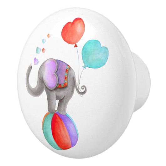 Grijze olifant grillige waterverf circus deurknop keramische knop (Rechts)
