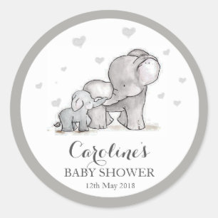 Grijze Olifant Liefde Blauw Baby shower Sticker 