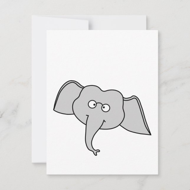Grijze olifant met bril. Cartoon. (Voorkant)