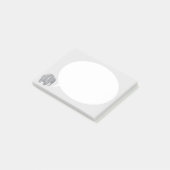 Grijze olifant met spraakballon op lichtgrijs post-it® notes (Schuin)