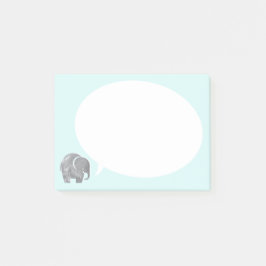 Grijze olifant met spraakbelletje op Ice Blue Post-it® Notes