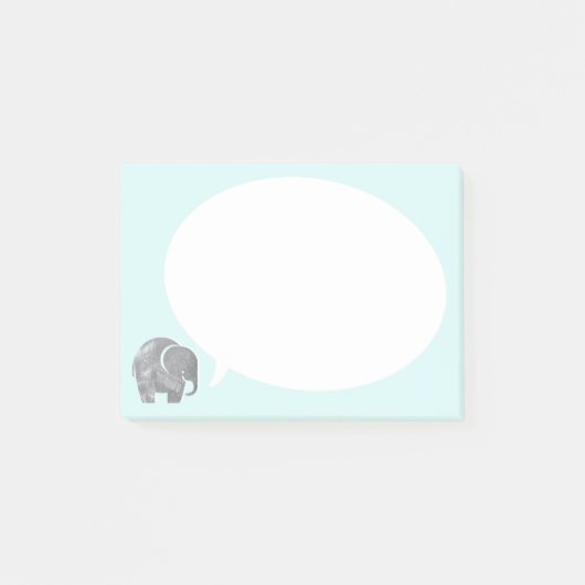 Grijze olifant met spraakbelletje op Ice Blue Post-it® Notes (Voorkant)