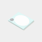 Grijze olifant met spraakbelletje op Ice Blue Post-it® Notes (Schuin)