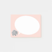 Grijze olifant met spraakbelletje op Shell Roze Post-it® Notes (Voorkant)
