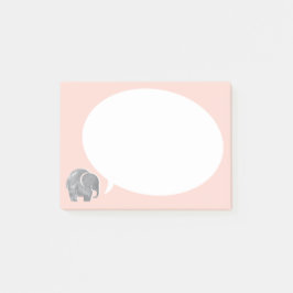 Grijze olifant met spraakbelletje op Shell Roze Post-it® Notes