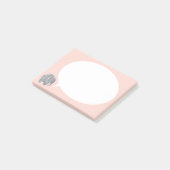 Grijze olifant met spraakbelletje op Shell Roze Post-it® Notes (Schuin)