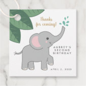 Grijze olifant met watersprinken bedankt bedankjes labels (Voorkant)